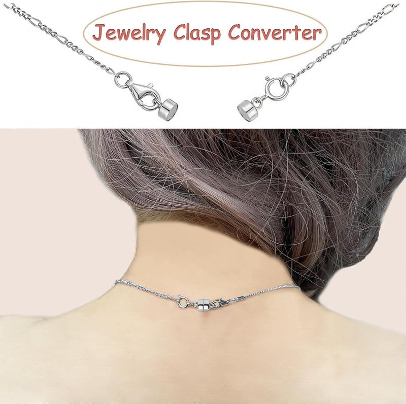 OHINGLT Magnetic Necklace Clasp Extra Strong, Silver Plated Magnet Jewelry Clasps Converters for Bracelet Necklaces Chain - Image 5